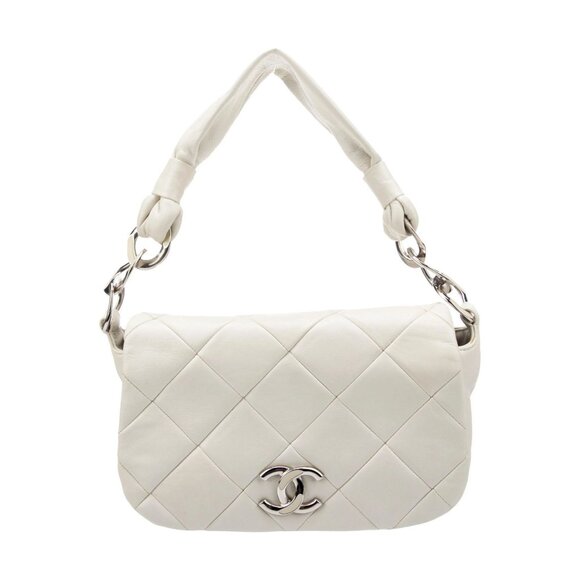 CHANEL Handbags - CHANEL Pillow Quilted Large Flap Bag White Lambskin Leather Cloud Tote